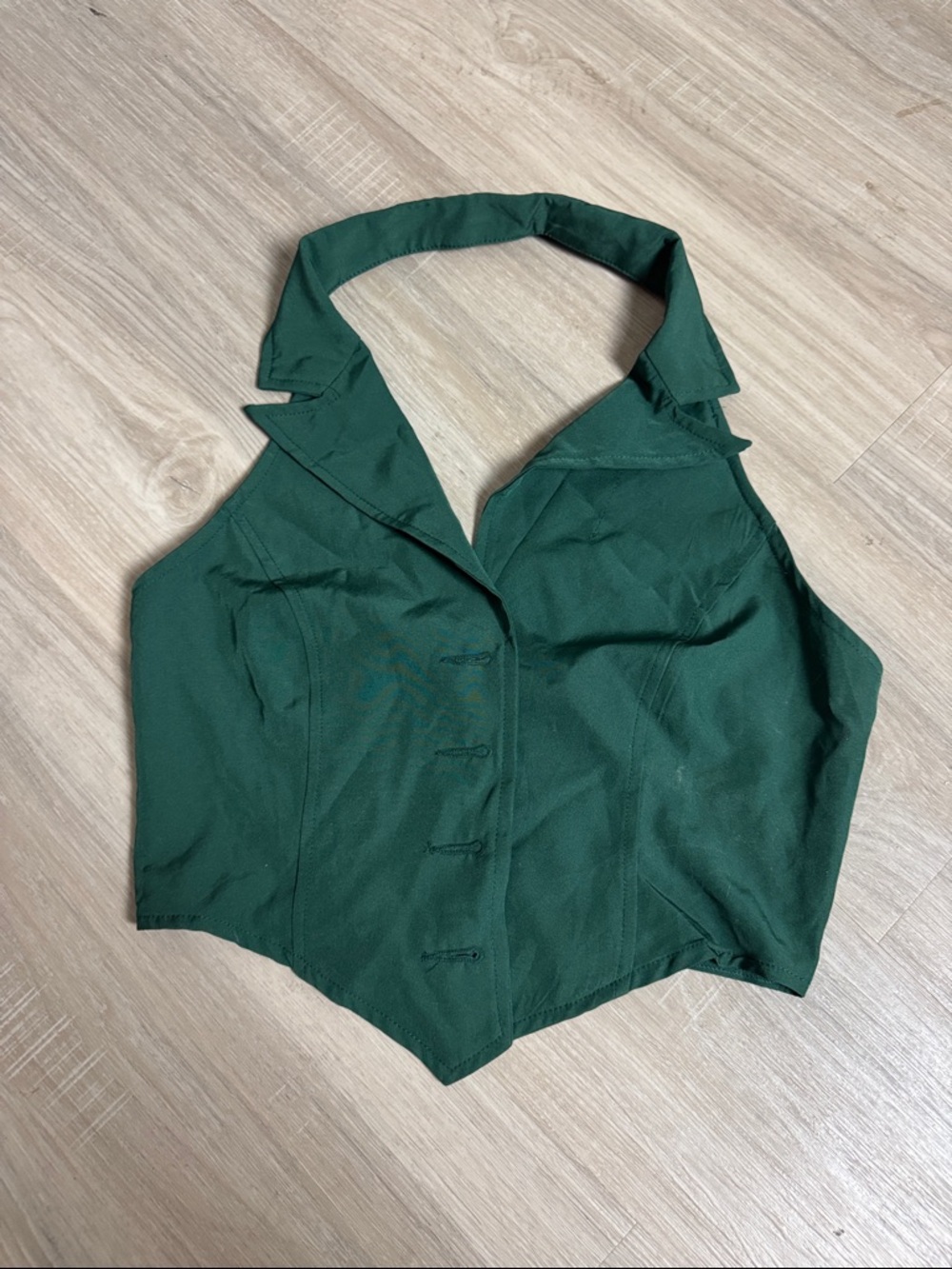 Emerald Green Halter Button-Front Women's Top SHEIN small